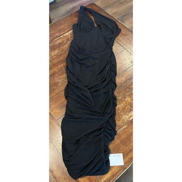 KUTUMAI Women's Elegant One Shoulder Cutout Bodycon Corset Dress - Picture 3 of 7